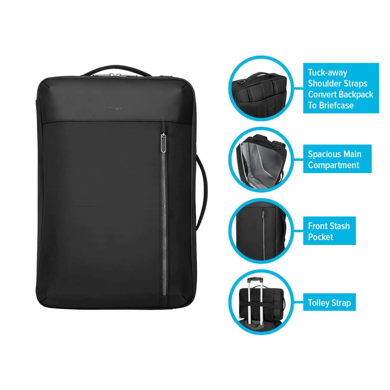 15.6" Urban Convertible Backpack (Black) - Image 14